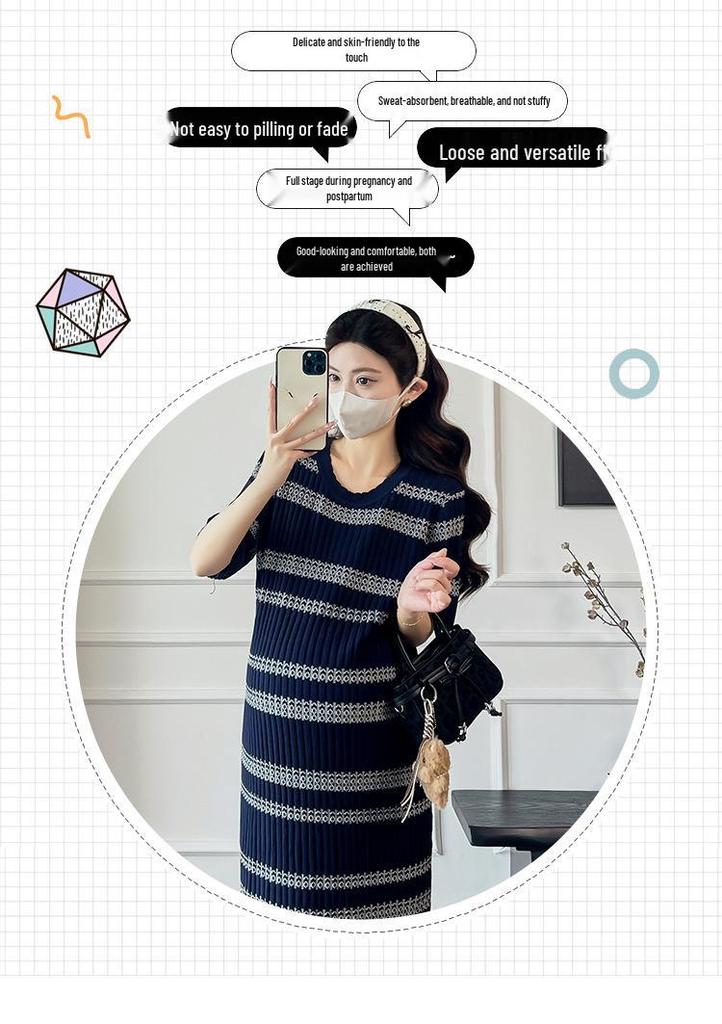 Summer 2026 Striped Knit Maternity Dress: Stylish, Versatile, Trendy Nursing Wear for Moms