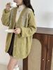 New Heavy Industry Sequins Single-breasted V-neck Lantern Sleeves Large Size Lazy Wind Sweater Cardigan Knitted Top Women