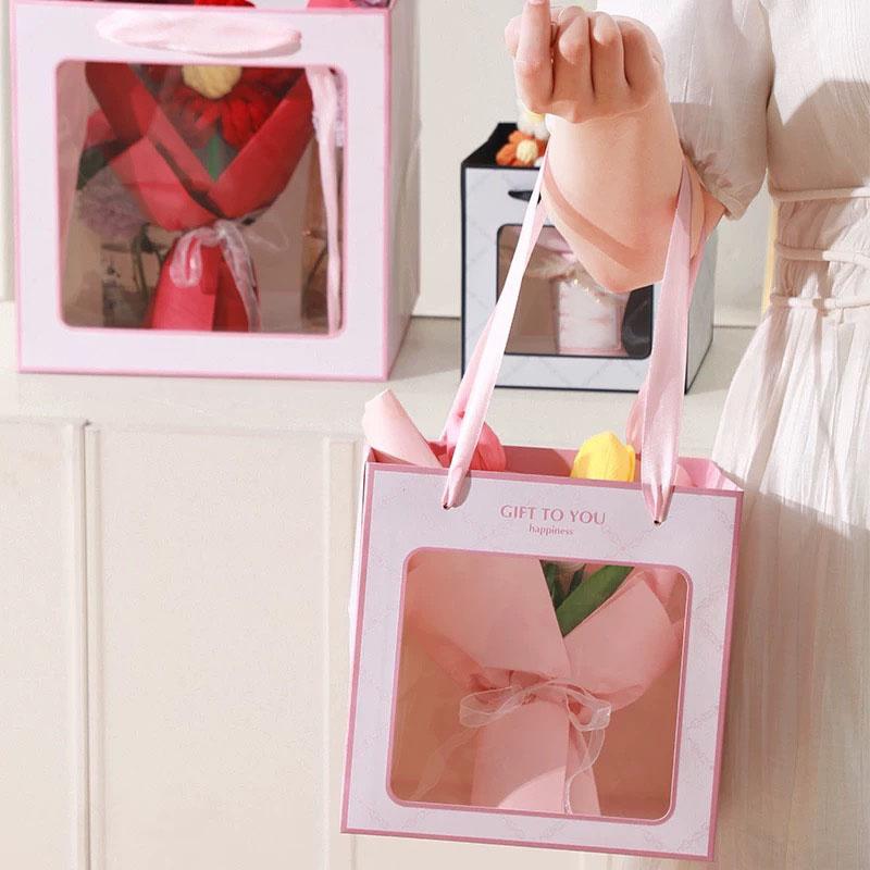 WTEMPO Foldable Paper Gift Bags with Rope Handles Portable Presents Packaging Bags Party Decor Favor Treat Bags
