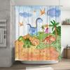 Watercolor Dinosaur Shower Curtain 3D Printing Cartoon Bathroom Decor for Kids Bathrooms Multicolor Floral Print Waterproof Fabr