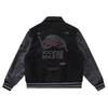 Mens Vintage Baseball Jacket Oversized Casual Hoodless Bomber With Animal Embroidery Wear