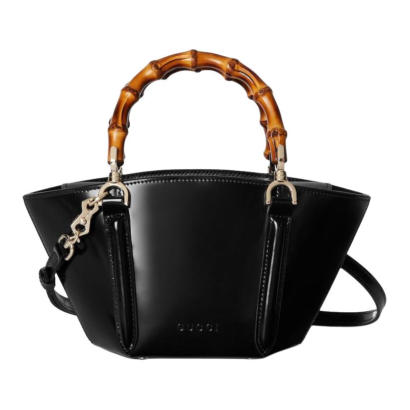 

Gucci Bamboo Detachable Adjustable Shoulder Strap Magnetic Closure Glossy Leather Tote Bag Women tote bags black 805832-AADVW-1000 Basic Set (Bag+Dust Bag)