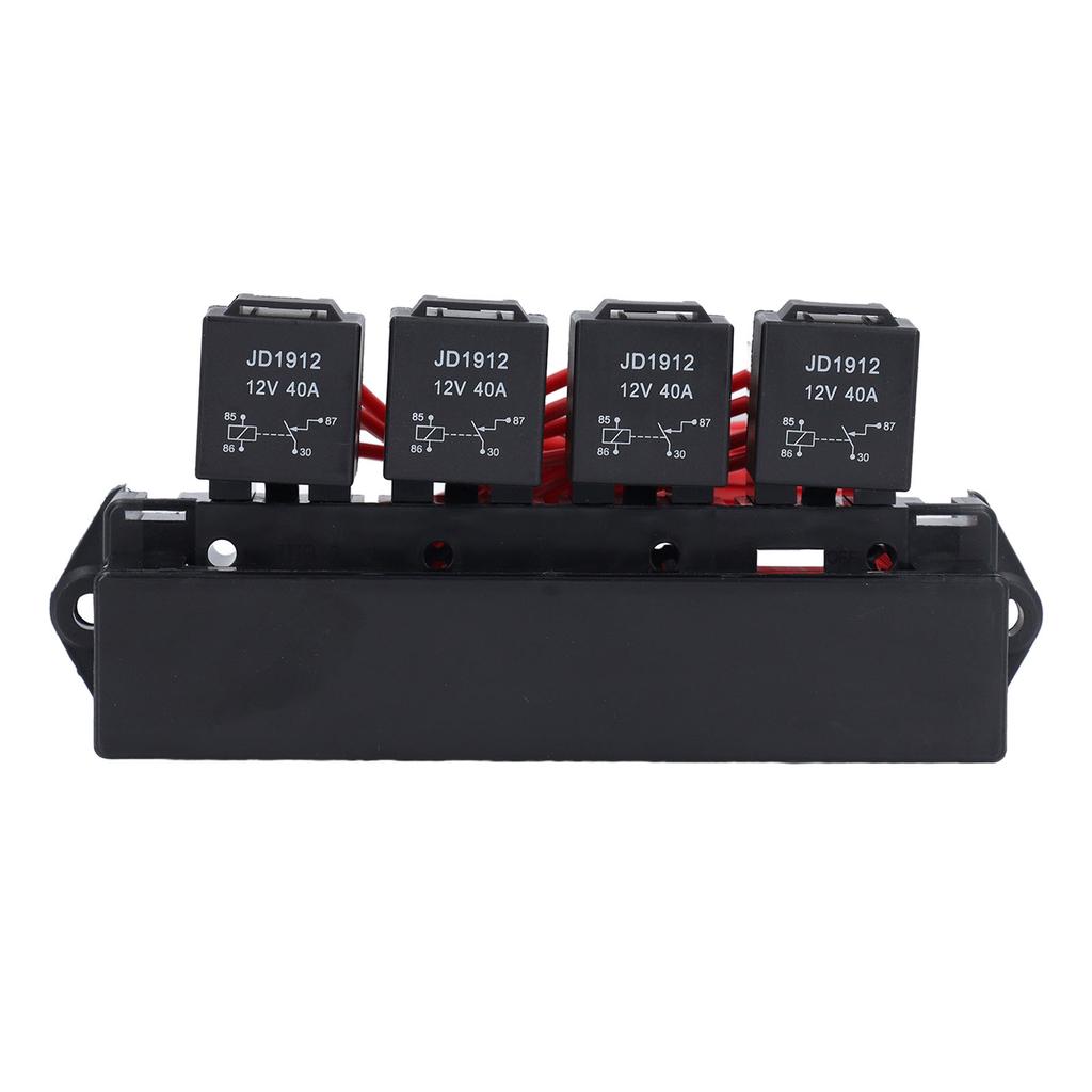 15 Slots Blade Fuse Relay Box Kit Waterproof 4 Pin Relay Block Fuse Set for Bus Boat 12V 40A