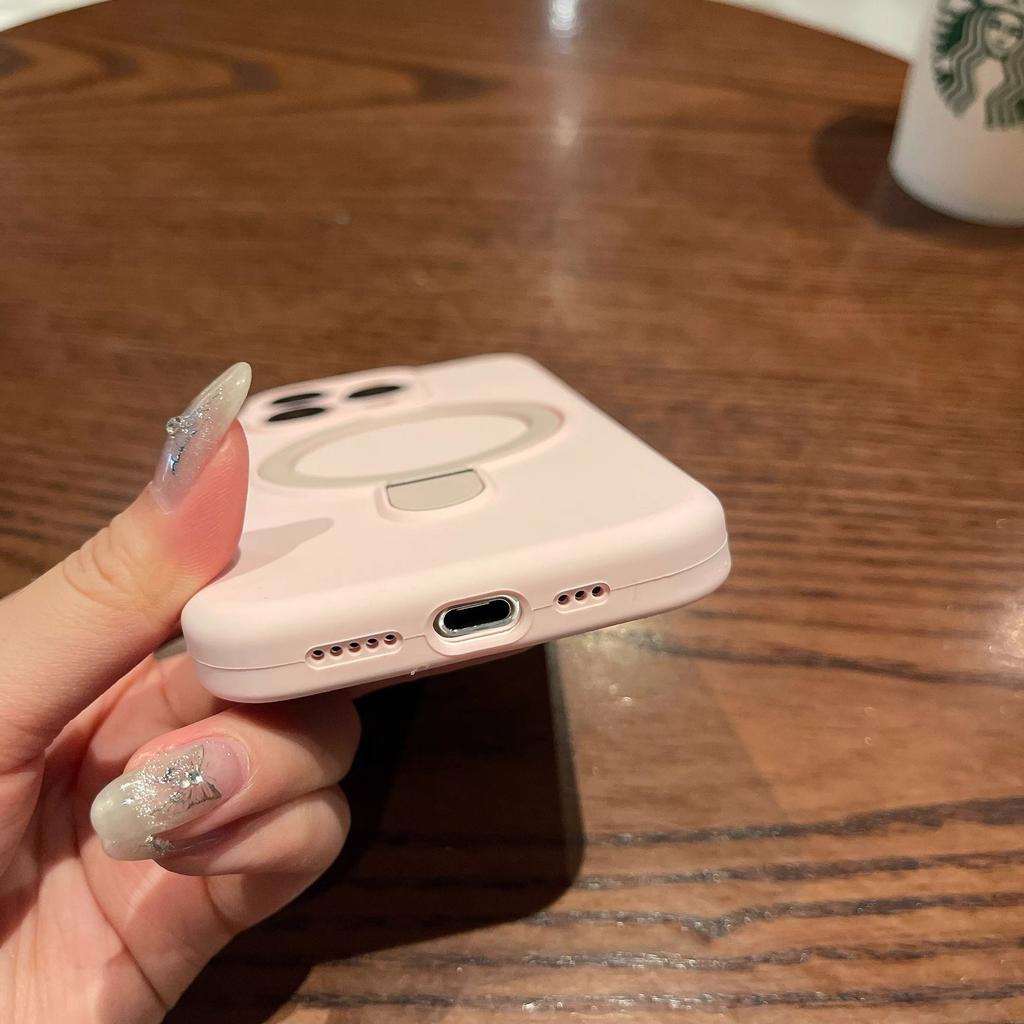 Flüssige Magnetische Ständer Handyhülle Für iPhone 17 16 15 14 13 12 Pro Max Hüllen Magnetisches Kabelloses Laden Weiche Abdeckung