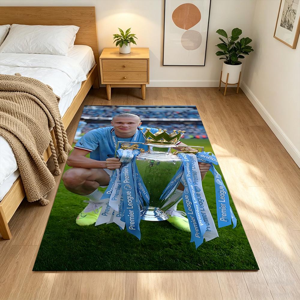 Erling Haaland Football Action Anti-slip Rug Compact Foldable Construction Water-resistant & Washable Office & Lounge Rug Retro American Style