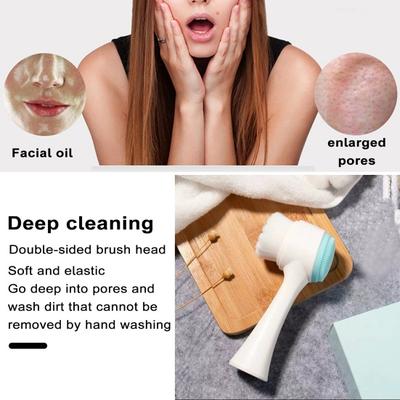Doppelseitige Gesichtsreinigungsbürste, wasserfest, Peeling, Massage, weiche Borsten, Gesichtsreinigungsgerät für alle Hauttypen