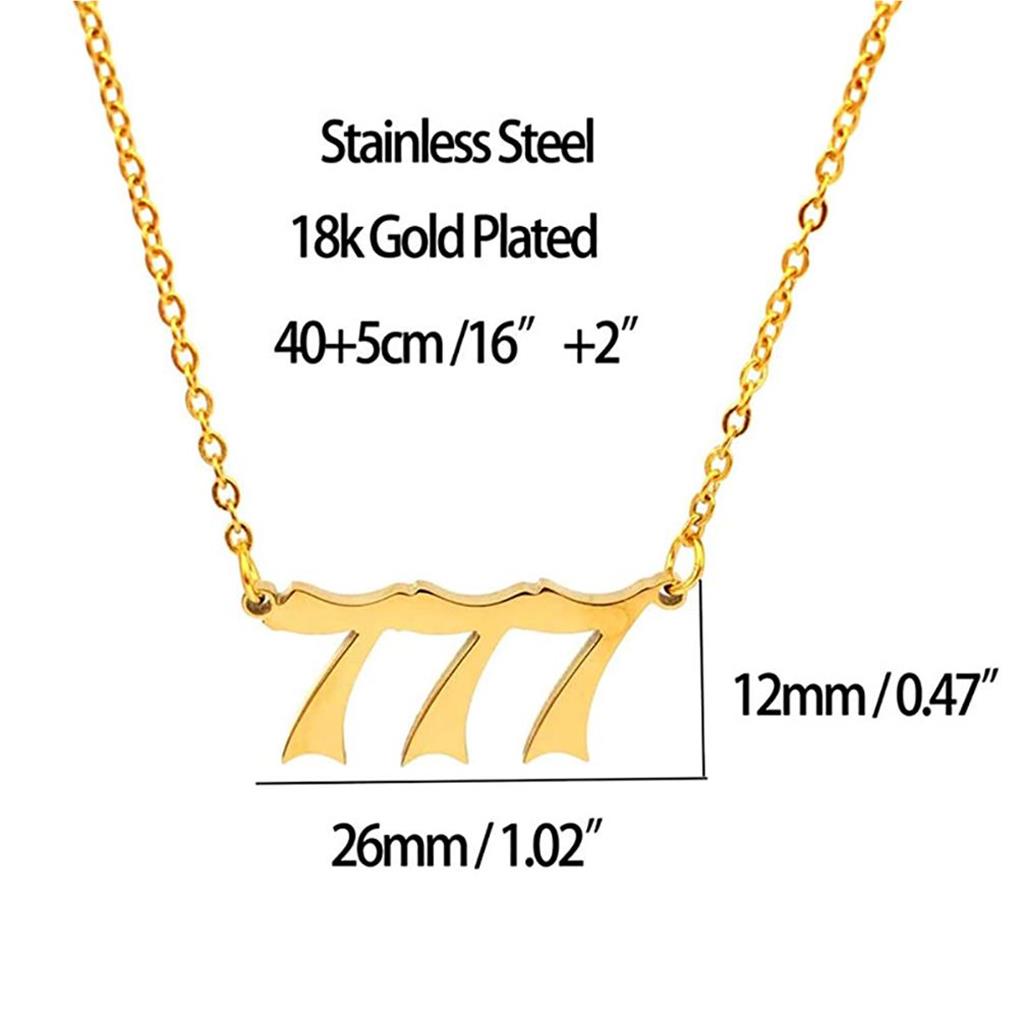 Number Charm Necklace Golden Women Universal Ladies Stainless Steel Choker Jewelry Neck Chain Long Accessories