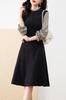 Seira Midi Long Flared Check Ruffle Spring Women's Dress, Sleeve, Dress, Pattern, Neck, A-Line, Stylish, Elegant, Fall, Winter,