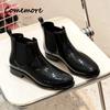 Comemore Rain Boot Waterproof Round Toe Elastic Band Low Heels Fashion Non-slip Ladies Rubber Shoes Women Chelsea Ankle Boots 41