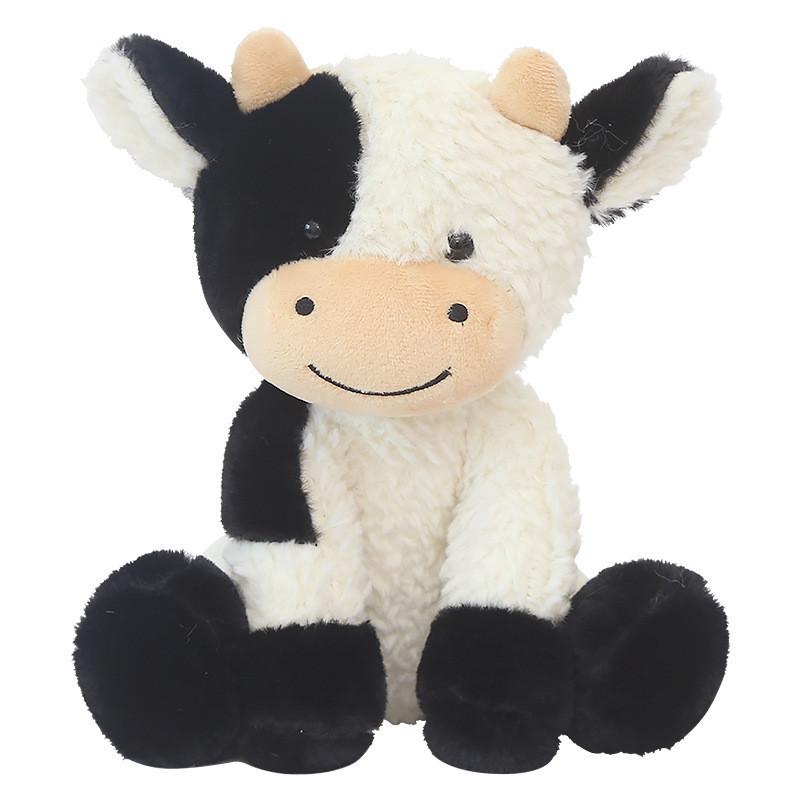 Adorable Smiling Black And White Cow Plush Toy Soft Stuffed Animal Doll Gift