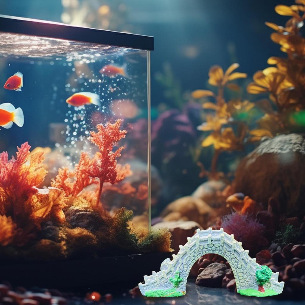 Aquarium Decoration Bridge Garden Decoration Arch Mini Artificial Fish Tank Decoration Aquarium Bridge Ornament PVC Artificial