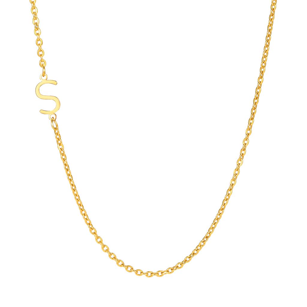A-Z 26 Letters Initial Necklaces for Women 18k Gold Color Stainless Steel Necklace Rolo Chain Pendants Anniversary Jewelry