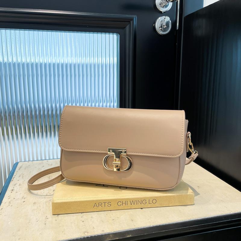 

2025 однотонная ПУ модная персонализированная повседневная маленькая сумка простая женская сумка сумка на плечо сумка через плечо металлическая пряжка женская сумка хаки