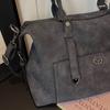 Retro Washed Faux Leather Bost Bag - Women's Casual Top-handle Handbag, Detachable Strap Crossbody Tote for Daily Use