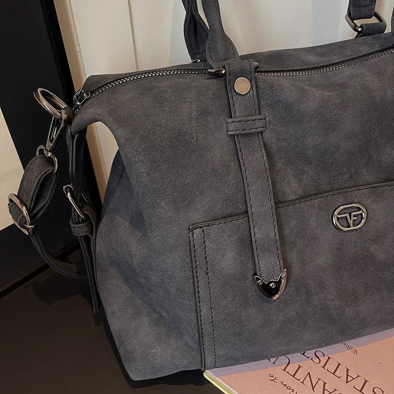 Retro Washed Faux Leather Bost Bag - Women's Casual Top-handle Handbag, Detachable Strap Crossbody Tote for Daily Use