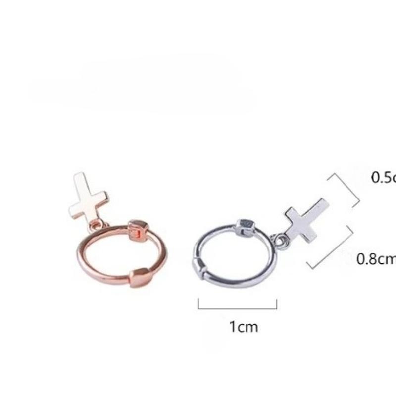 REETI 925 Silver cross Earrings for Women Personality Couple Small Contracted Earrings