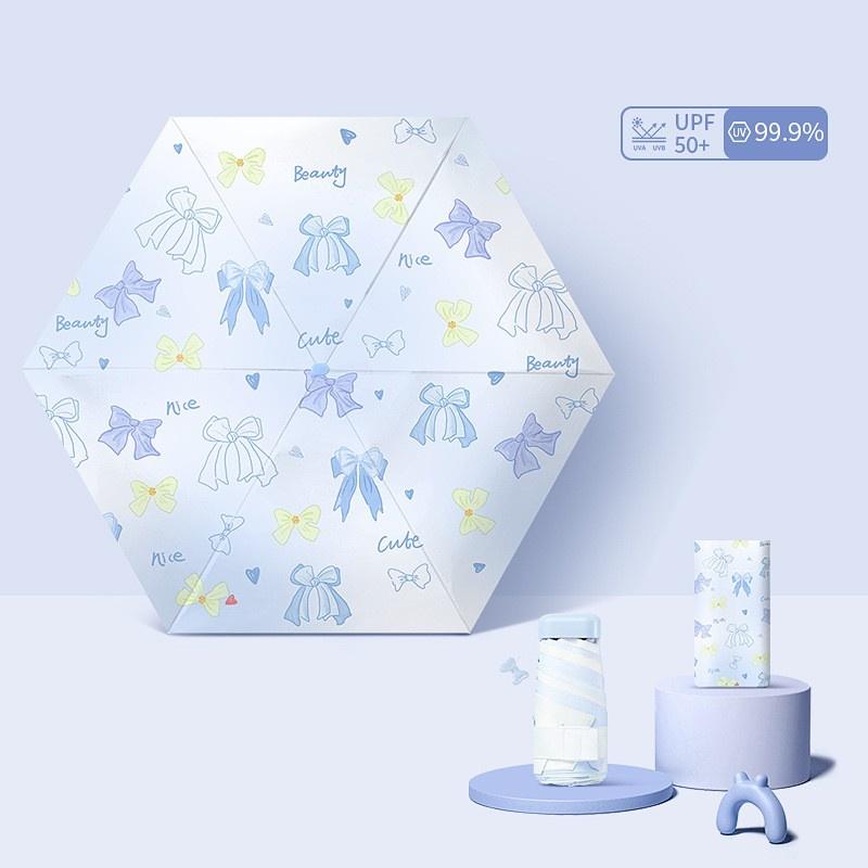 Compact and Convenient Flat Six Fold Pocket Umbrella All-weather Small Manual Umbrella Small Fresh Outdoor Sunshade Umbrellas