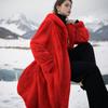 Europe, America, autumn and winter senior sense thickened long imitation mink fur coat women's coat plus cotton fur coat