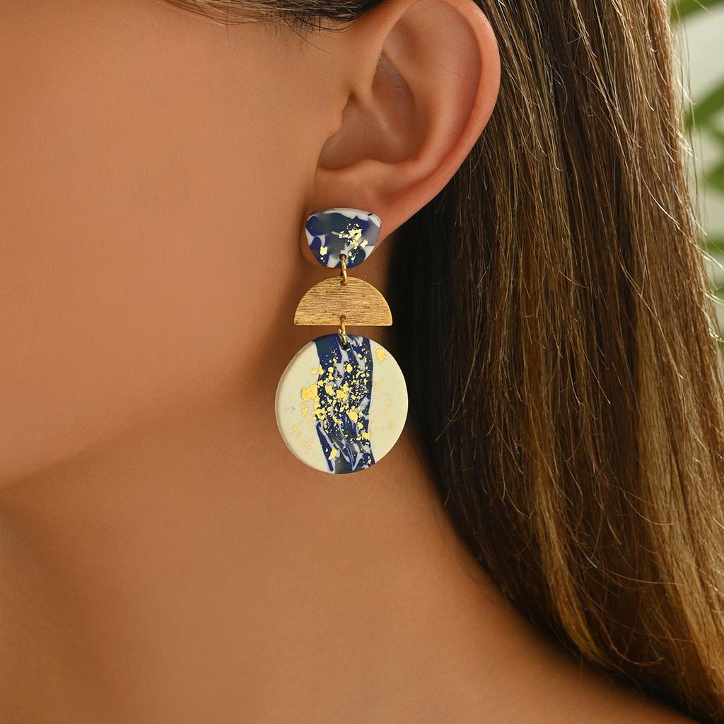 New Women's Geometric Jewelry, Niche Bronzing Process Design Earrings Versatile High-end Earrings Women