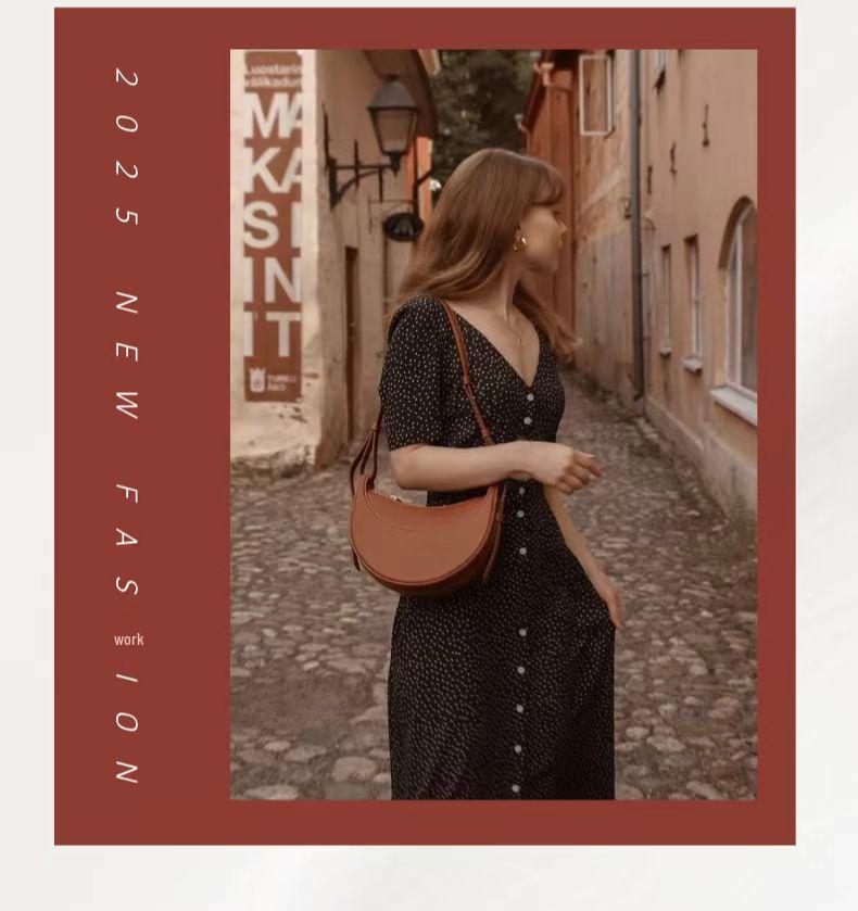 Bolsa de sillín: Diseño Urbano Francés, Cuero Genuino, Bolso de Hombro Único/Bandolera para Mujer