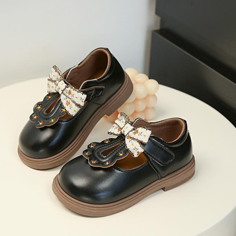 

Cute bow Leather Girls Shoes New T-strap Oxfords Spring Kids Soft Shoes For Girl School Children Princess Dress Shoes 25