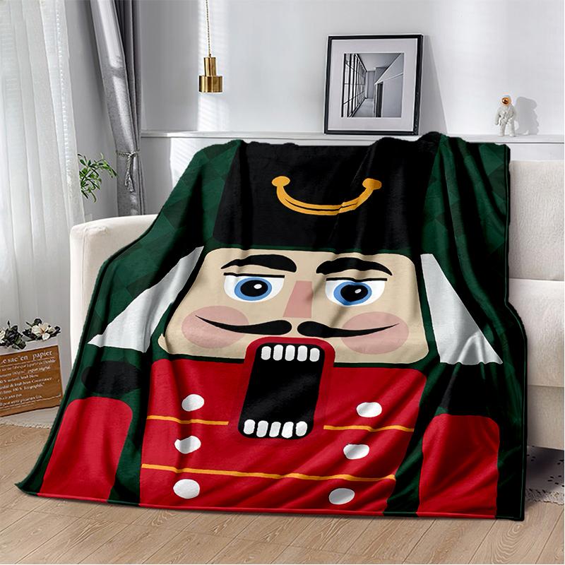Cartoon Merry Christmas Gift The Nutcracker Doll Happy New Year Soft Flannel Blanket for Beds Bedroom Sofa Picnic,Throw Blanket