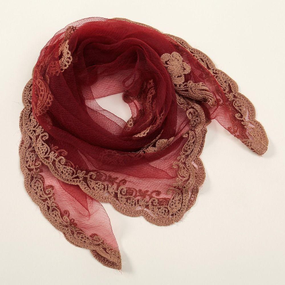 Embroidered Lace Embroidery Square Scarf Thin Lace Trim Lace Headwrap Hair Wrap Breathable Fabric Cashew Flower Bandana