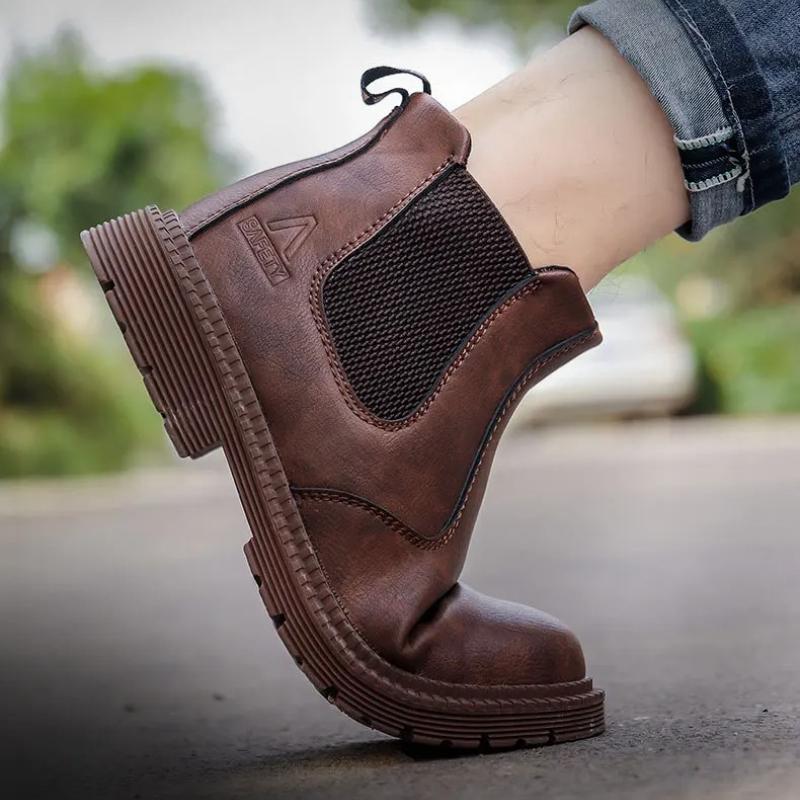 steel toe work boots for men leather work shoes waterproof safety shoes industrial construction protective shoes with metal toe