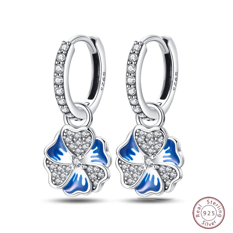 Sweet 925 Silver Ladybug Butterfly Dragonfly Iris Flower Design Earrings Fit Wedding Parties Exquisite Jewelry