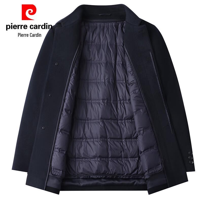 Pierre Cardin Men's Mid-Length Wool & Cashmere Blend Down-Lined Overcoat