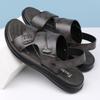 Men Brown Flats Slippers Summer Grey Wide Head Sandals Retro Black Leather Beach Shoes Plus Size