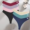 FINETOO 7Pcs Women Cotton Thongs Clothing Comfortable Waffle G-string Panties Female Low-Rise T-Back Underwear Bikini  Lingerie
