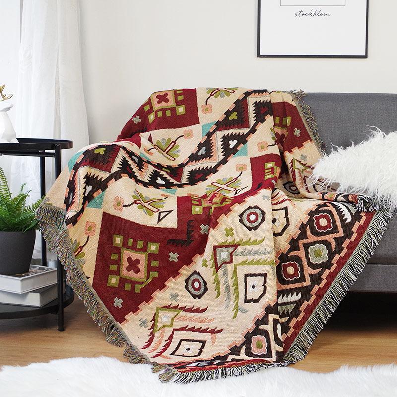 Double Side Boho Plaid Decorative Blankets For Bed Sofa Cover Camping Picnic Blanket Mat Tapestry Chair Couch Slipcover Blanket