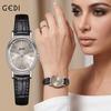Womens Elegant Oval Watch With Leather Strap Quartz For Casual Wear