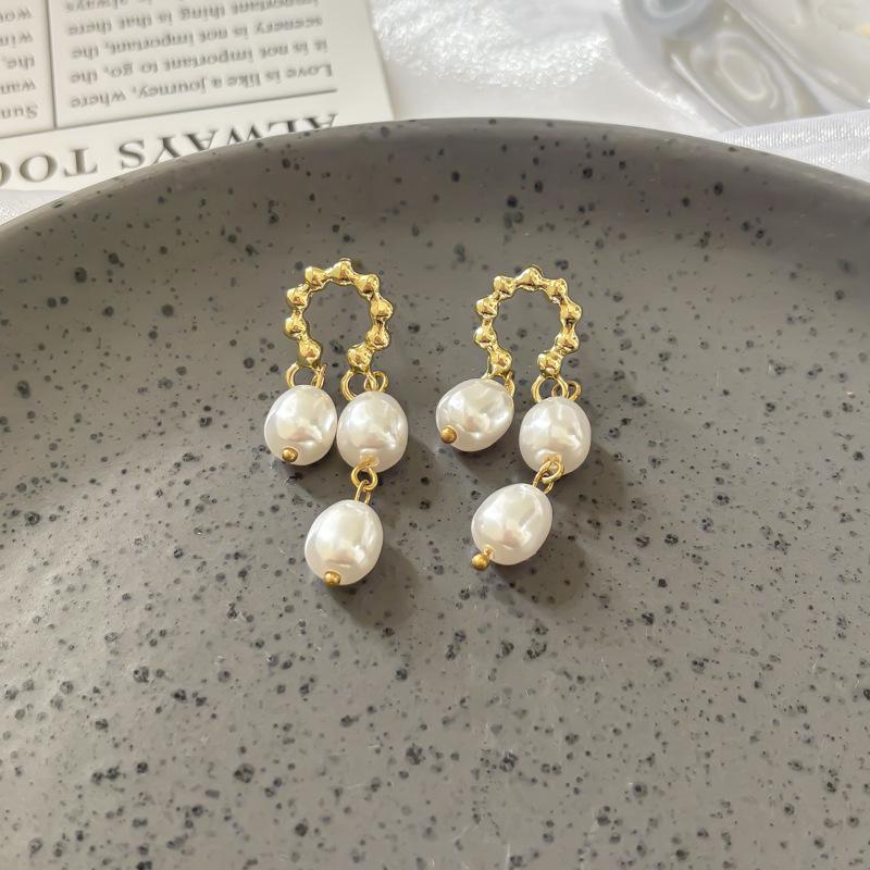 Boucles d'oreilles de luxe rétro français café ambré - Puces élégantes pour femmes avec design de niche