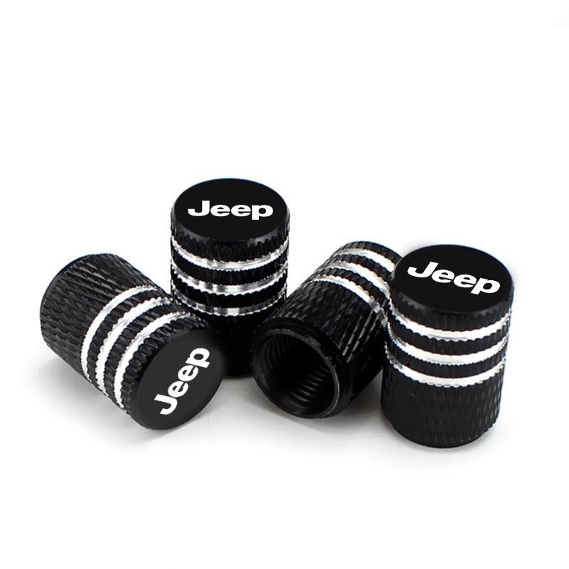 Car Knurling Style Tire Valve Cap Aluminum Tire Valve Stems Cap Sticker For Jeep Renegade Wrangler Cherokee Compass Accessories ALW1
