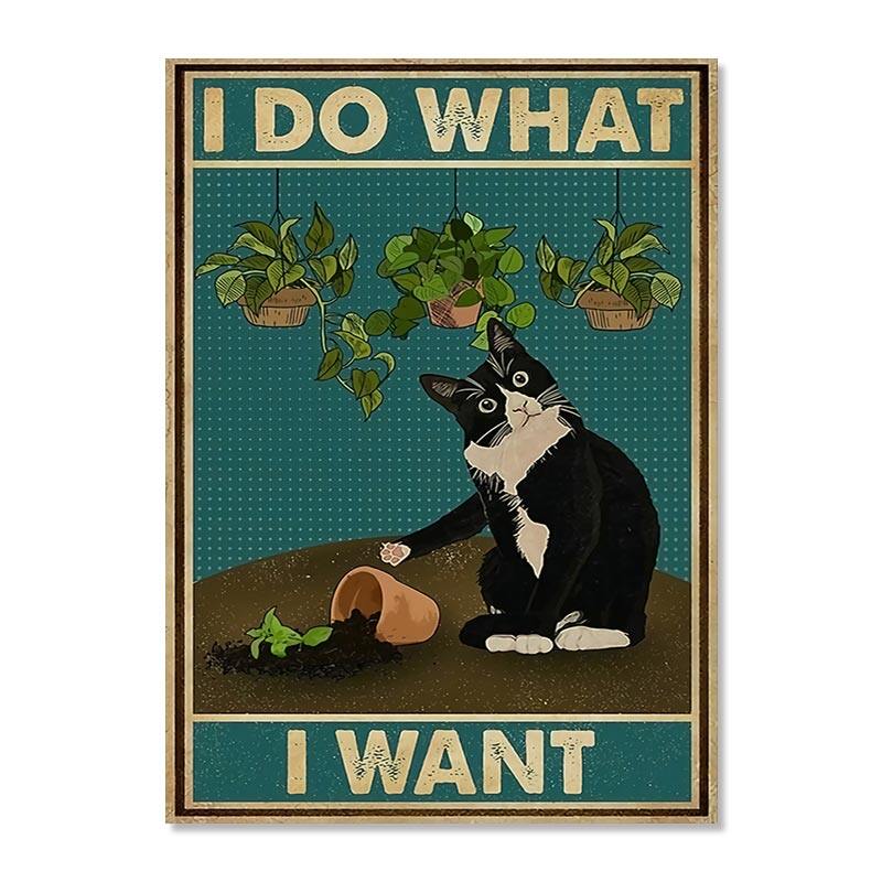 

Винтажная черная кошка Картина на холсте Смешное искусство Животные Чтение Пьют кофе Плакаты Картины и принты на холсте Гостиная Дом 30x40cm No Framed