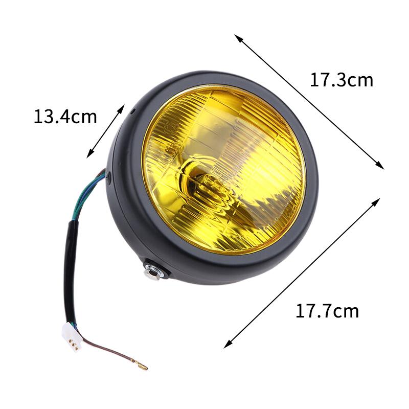 CG125 Retro Style Round Motorcycle GN125 Headlight Motorcycle Driving Light Round Front Headlamp Mount 12V Motorbike Universal