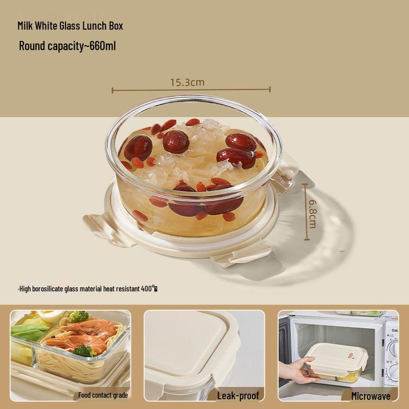 Ciotola Bento in Vetro per Microonde - Resistente alle Alte Temperature, Grande Capacità, Pranzo Ermetico