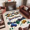 Construction Vehicles Theme Crystal Velvet Rug Personalized Custom Name Text Soft Floor Mat Home Decor
