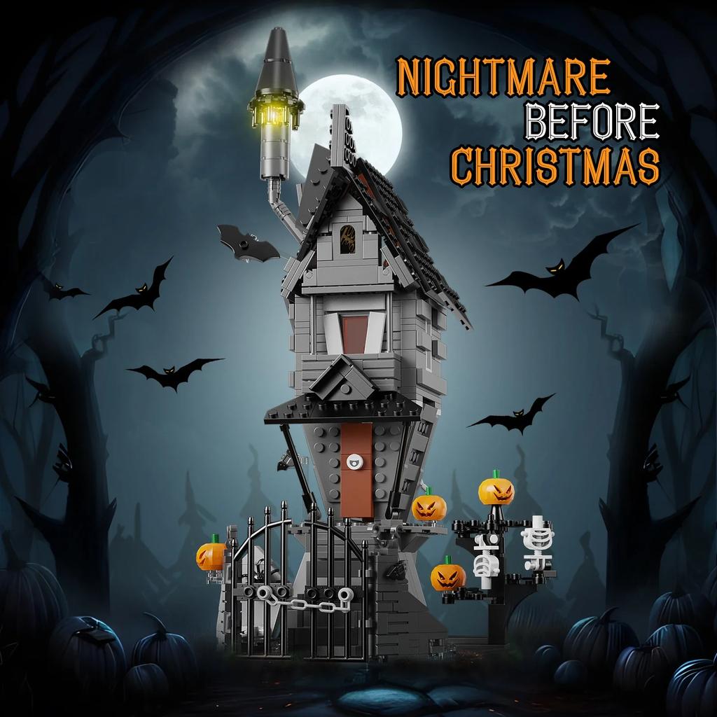 NEW House-Nightmareal Before Building Blocks Set Ghost Skeleton Hut DIY Bricks Toys Children Christmas Halloween Birthday Gift