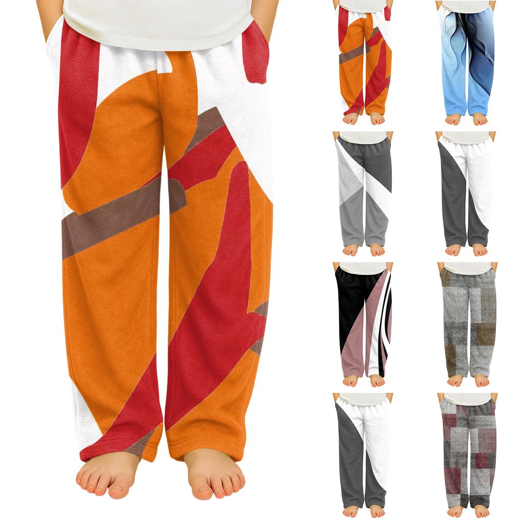 Fashionable Children's Versatile Geometric Print Pocket Casual Pants