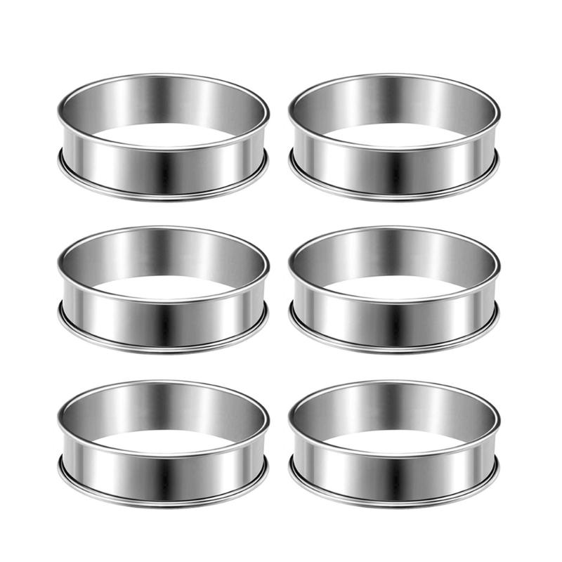 Set di 6 Anelli per Dessert in Acciaio Inossidabile Facili da Usare Set di Stampini per Muffin a Doppio Arrotolato Stampini Rotondi per Dessert per Creare Dessert