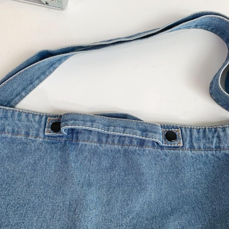 Letter Print Denim Crossbody Bag Large Capacity Student Shoulder Bag Men's Women's Handbags