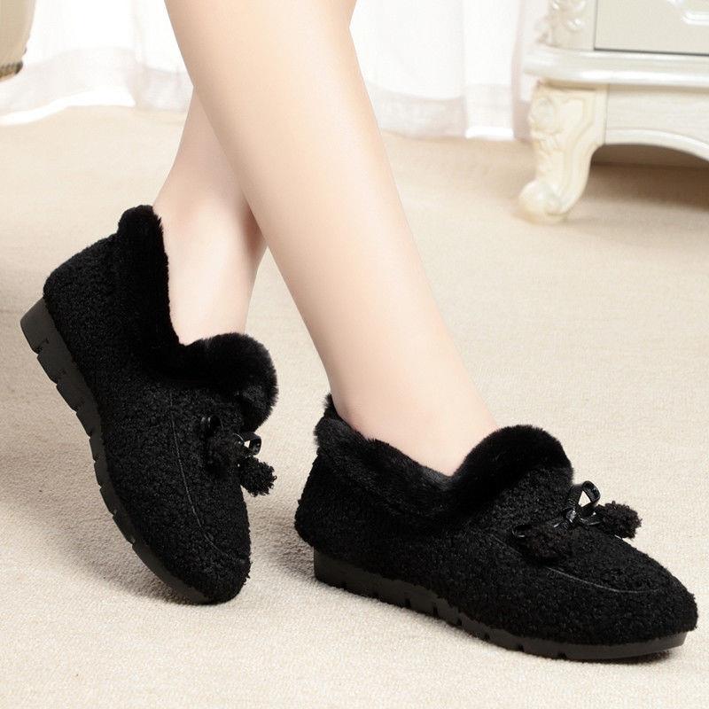 Winter Warm Womens Flat Shoes Indoor Cotton Slippers With Thick Sole Anti-Slip Warm Footwear Soft Bottom Plush Postpartum Shoes