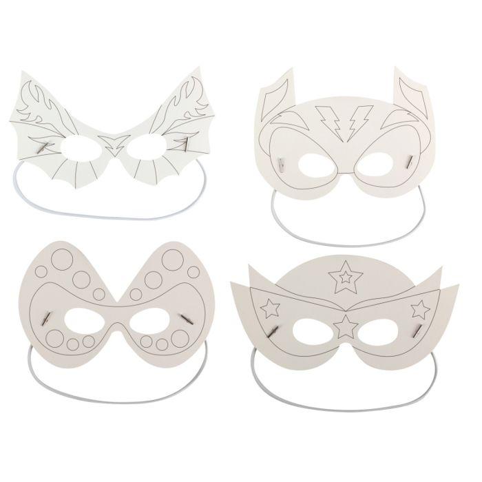 Superhero Masks for Children White Cardboard 15 To 22 Cm X 4 Pieces