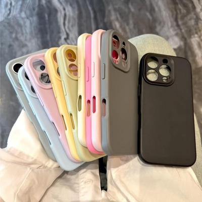 Coque Souple Mate en Silicone TPU pour iPhone 16 15 14 Plus 13 12 11 Pro Max Simple Solide Caoutchouc Couleur Bonbon Anti-Choc