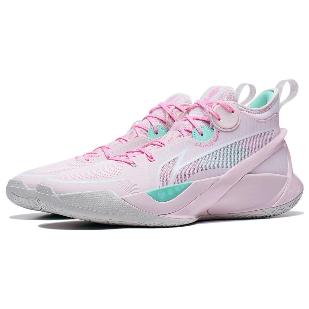 New LiNing SONIC 10 Cushioned Slip Resistant Mid Top Basketball Shoes Unisex Primrose Pink ABAS069-51