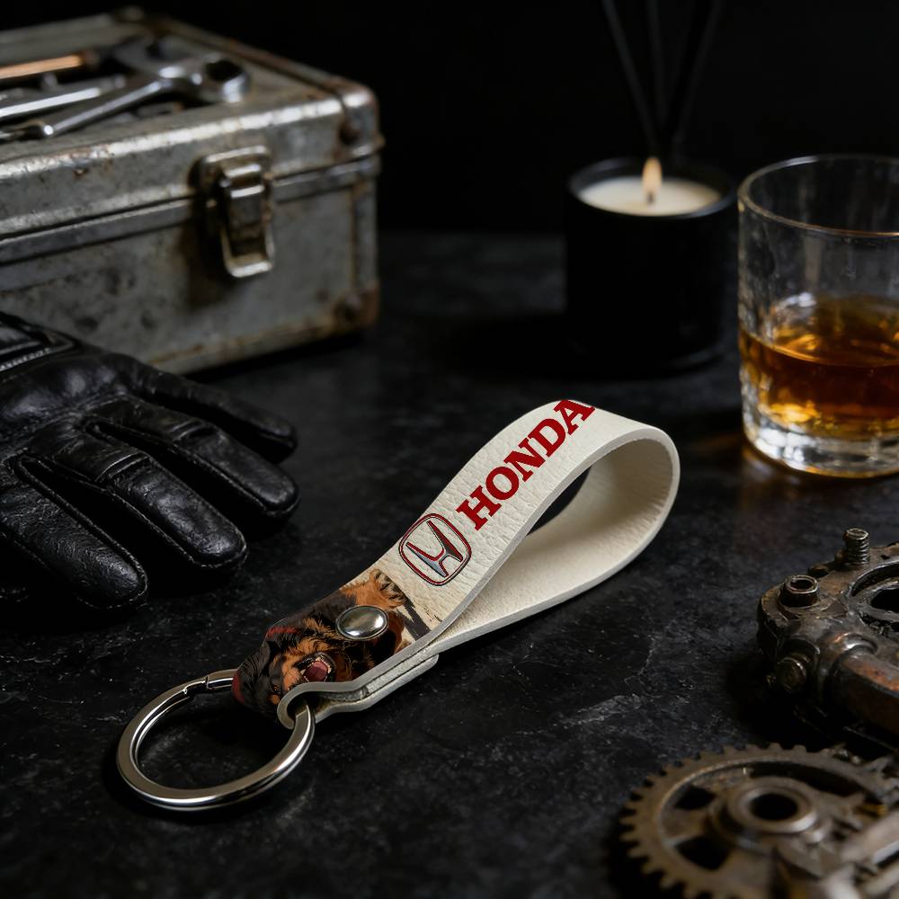 For Honda PU Leather Motorcycle Keychain Universal Motorbike Key Ring Holder For Riders Men Gift BO8