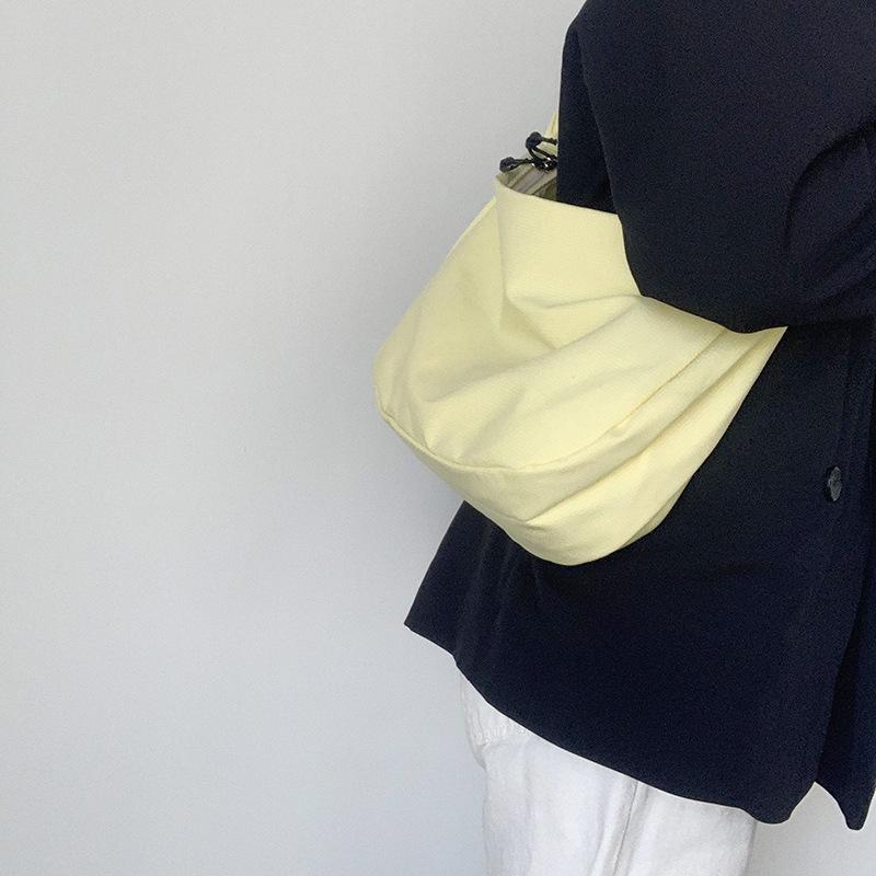 Korean-Style Harajuku Minimalist Waffle Pattern Crossbody Dumpling Bag